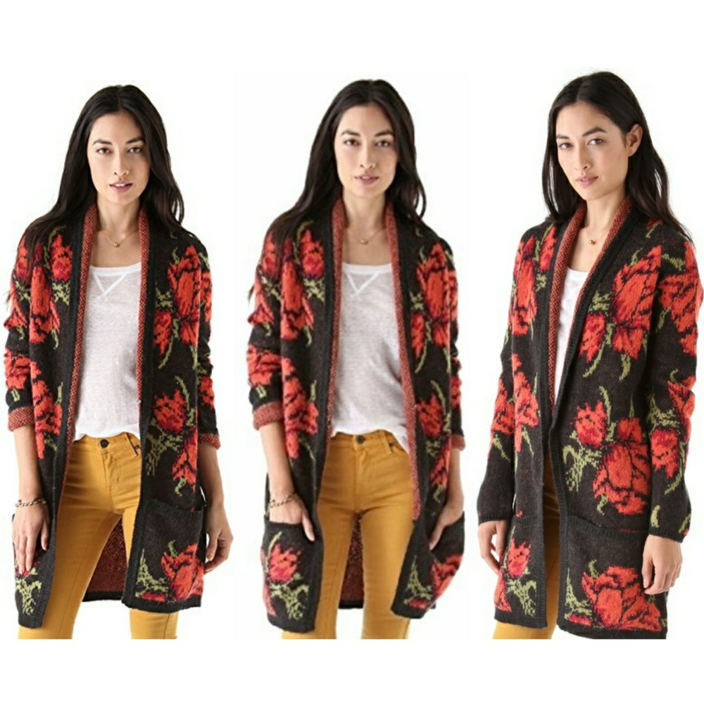 Free People Flower Power Oversized Long Cardigan